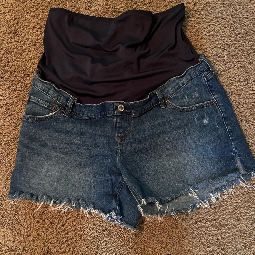 Abercrombie & Fitch Pregnancy High Waist Blue Denim Shorts